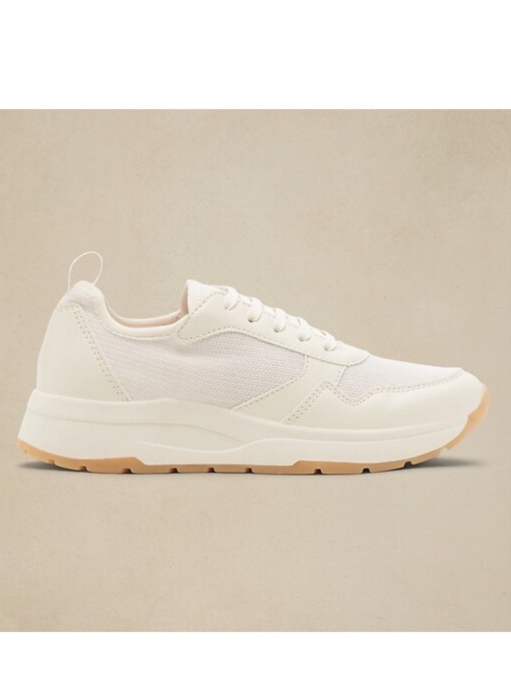 Banana Republic Off-White Canvas Lace-Up Sneakers Neutral casual walki size 7 NW